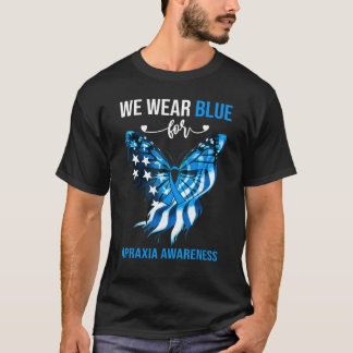 Apraxia Awareness 4th July Blue Butterfly T-Shirt