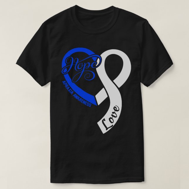 Apraxia Awareness Hople Love Heart Ribbon Happy Va T-Shirt (Design Front)