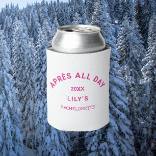 Après All Day Hot Pink Bachelorette Ski Crest Can Cooler