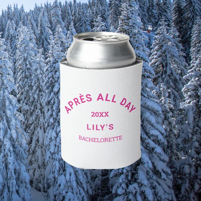 Après All Day Hot Pink Bachelorette Ski Crest Can Cooler (Creator Uploaded)