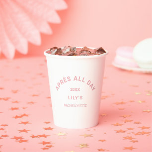 Après All Day Pink Bachelorette Ski Party Crest Paper Cups