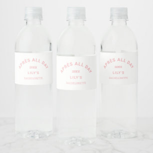 Après All Day Pink Bachelorette Ski Party Water Bottle Label