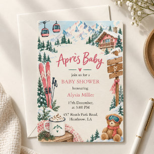 Apres Bebe Apres Ski Winter Girl Baby Shower Invitation