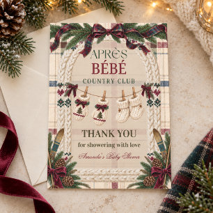Après Bébé Country Club Preppy Ski Baby Shower Thank You Card