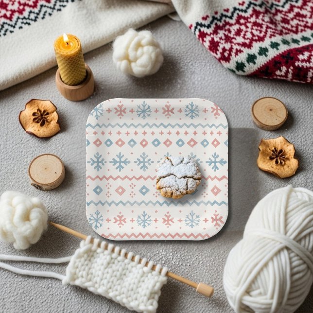 Après Bébé Fair Isle Pattern Ski Club  Paper Plate (Après Bébé Fair Isle Pattern Ski Club Paper Plates)