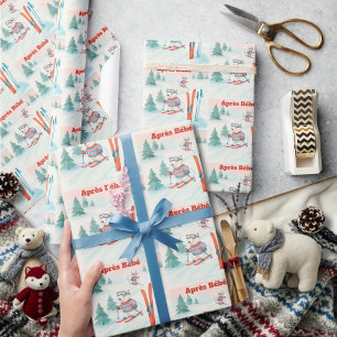 Après Bébé Polar Bear & Arctic Fox Skiing Wrapping Paper