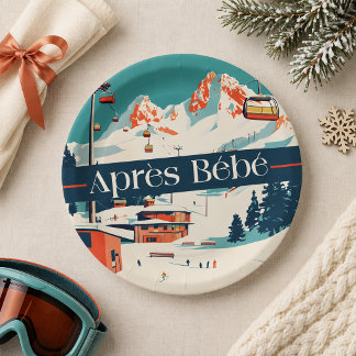 Après Bébé Retro Ski Baby Shower Paper Plates