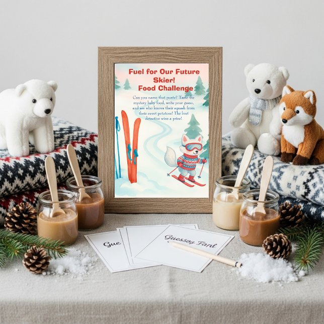 Après Bébé ski  Baby Food Challenge Game Sign  Invitation (Après Bébé ski Baby Food Challenge Game Sign)