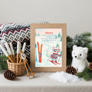 Après Bébé Ski Baby fox Favours Table Sign Invitation