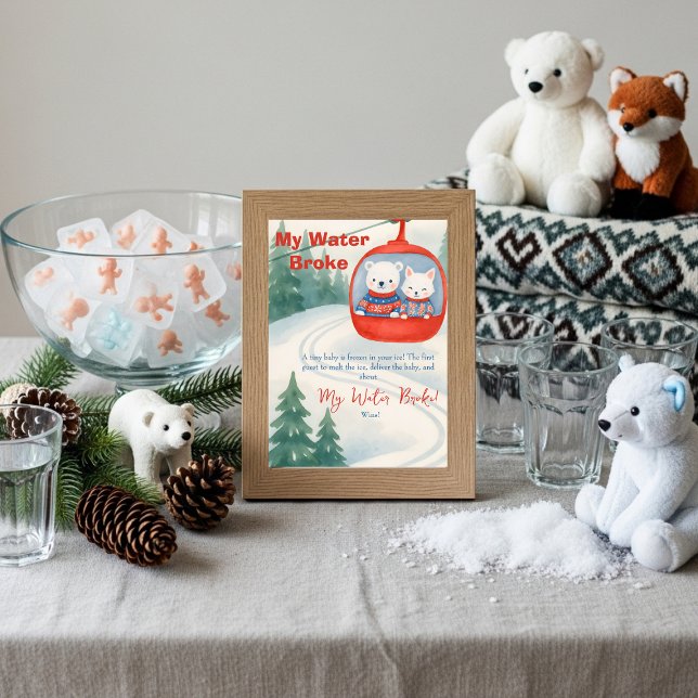 Après Bébé ski Baby My Water Broke Game sign Invitation (Après Bébé ski Baby My Water Broke Game sign)