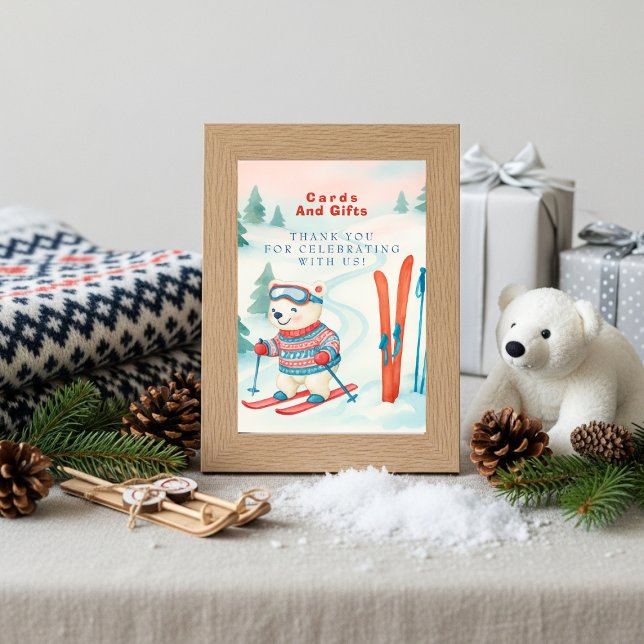 Après Bébé Ski baby Polar Bear Cards & Gifts Sign (Après Bébé Ski baby Polar Bear Cards & Gifts Sign)