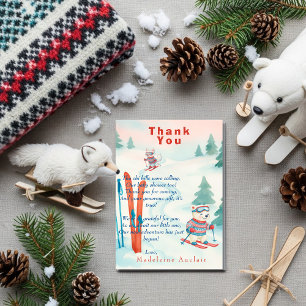 Après Bébé Ski baby Polar bear fox Thank You card