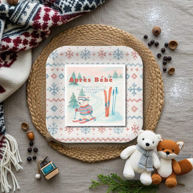 Après Bébé ski Polar Bear Napkin (Après Bébé ski Polar Bear Napkins)