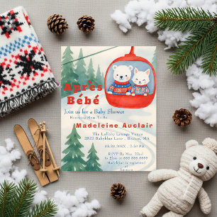 Après Bébé ski woodland animals winter baby shower Invitation