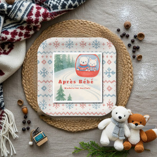 Après Bébé ski woodland animals winter baby shower Napkin
