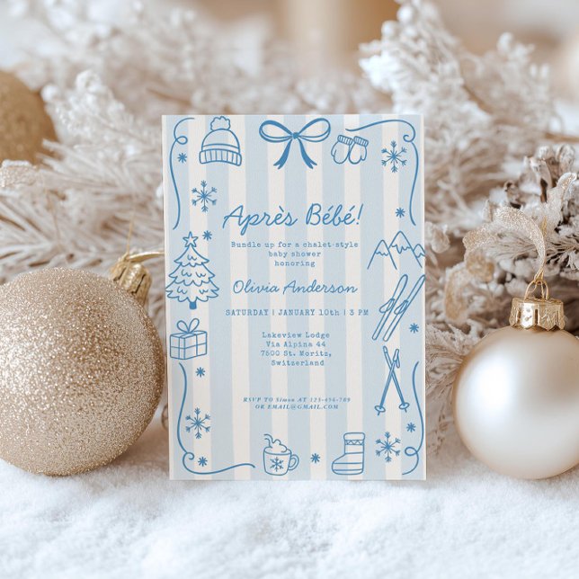 Après Bébé Winter Boy Registry QR Code Baby Shower Invitation (Creator Uploaded)