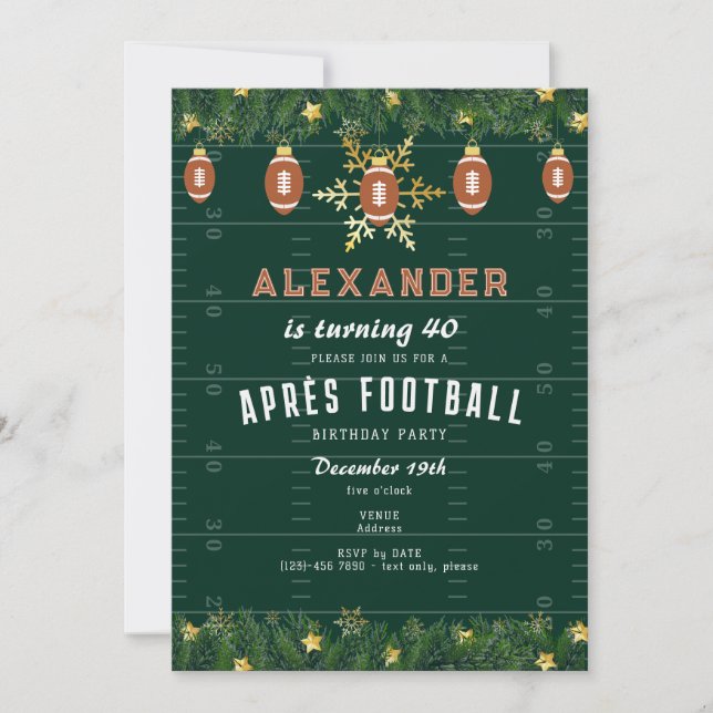 Après Football Christmas Sports Birthday Party Invitation (Front)