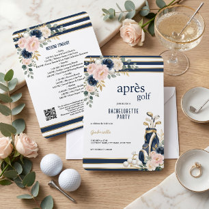 Apres Golf Bachelorette Party Invitation Navy Blue