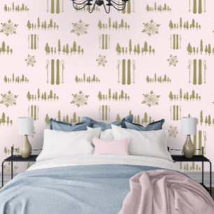 Apres Ski Alpine Pink Wallpaper