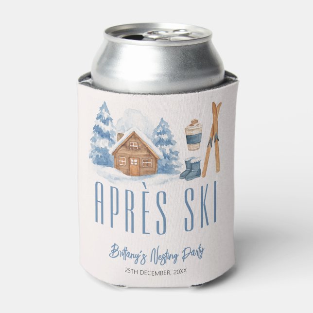 Apres Ski Baby Shower Winter Nesting Party Can Cooler (Can Front)