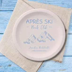 Apres Ski Bach Club Blue Winter Bachelorette Paper Plate