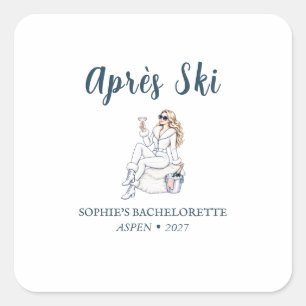 Après Ski Bachelorette Alpine Chic Bride Favour Square Sticker