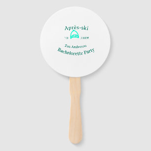 Après-ski bachelorette party turquoise hat name da hand fan