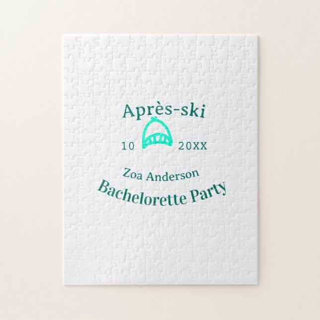 Après-ski bachelorette party turquoise hat name da jigsaw puzzle (Vertical)