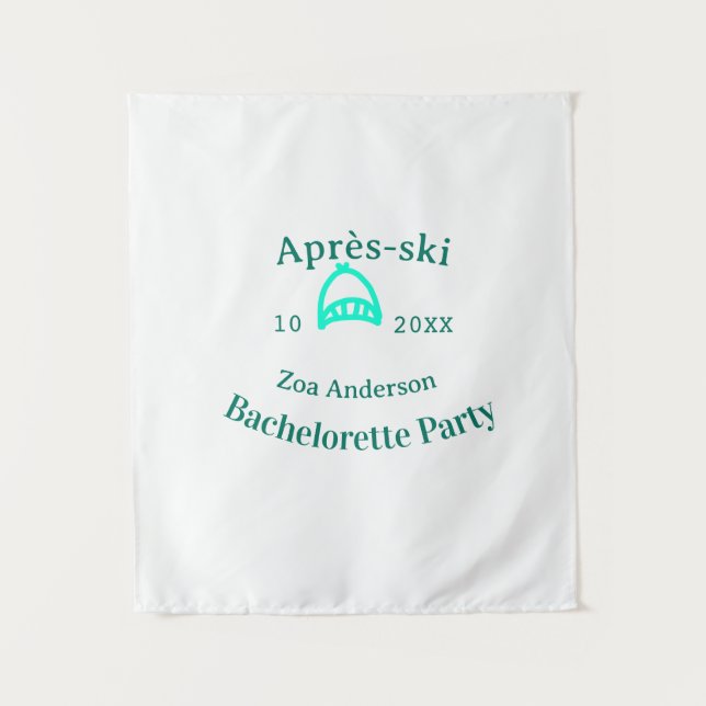 Après-ski bachelorette party turquoise hat name da tapestry (Front)