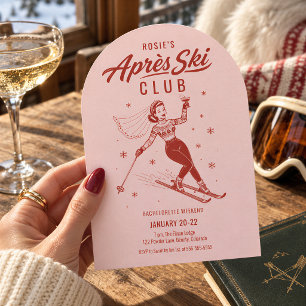 Apres Ski Bachelorette Pink and Red Invitation