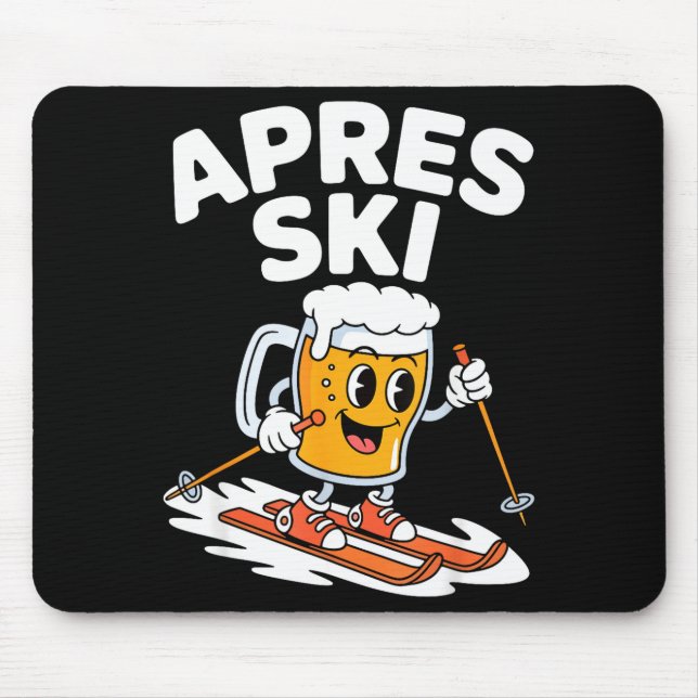 Apres ski beer mug skiing funny winter vacation Ap Mouse Pad (Front)