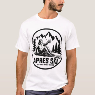 Après Ski Beer & Skier Winter Mountain Sticker T-Shirt