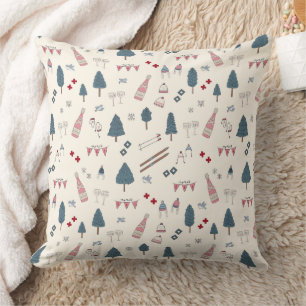 Apres Ski Cabin Decor Retro Pink Champagne Cushion
