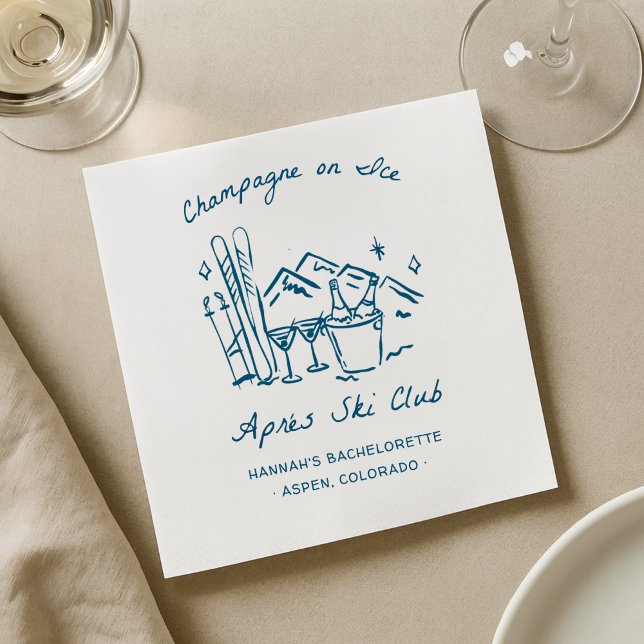 Après Ski Champagne on Ice Winter Bach Party Napkin (Creator Uploaded)