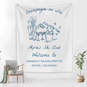 Après Ski Champagne on Ice Winter Bach Party Tapestry