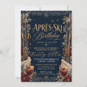 Après‑Ski Cheers in the Snow 21st birthday Invitation