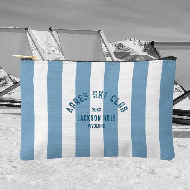 Apres Ski Club Blue Stripe Custom Location Ski Accessory Pouch (Creator Uploaded)
