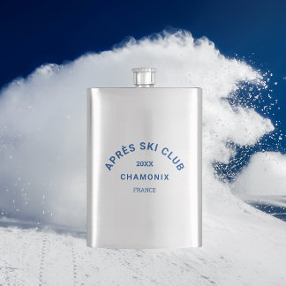 Après Ski Club Blue Winter Ski Resort Crest Hip Flask