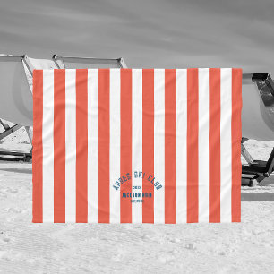Apres Ski Club Custom Location Retro Red Stripe  Fleece Blanket