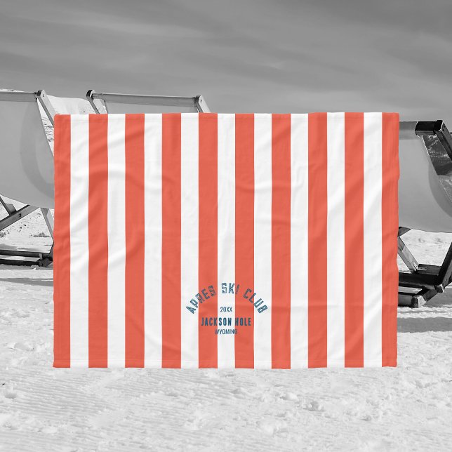 Apres Ski Club Custom Location Retro Red Stripe  Fleece Blanket (Creator Uploaded)
