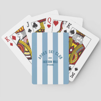 Apres Ski Club Custom Retro Blue Cabana Stripe Playing Cards