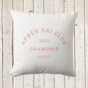 Après Ski Club Icy Pink Ski Resort Crest Cushion