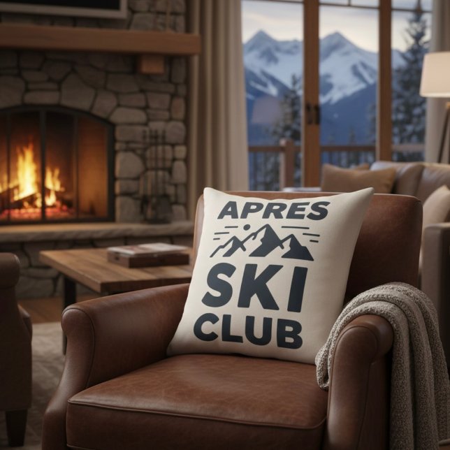Apres Ski Club Mountain Logo - Custom Mens Winter  Cushion (Creator Uploaded)