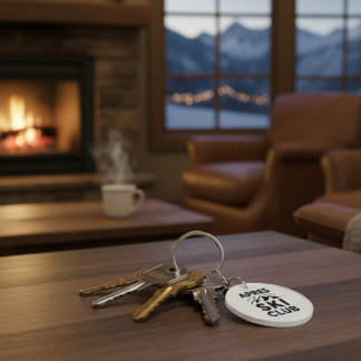 Apres Ski Club Mountain Logo - Custom Mens Winter Key Ring