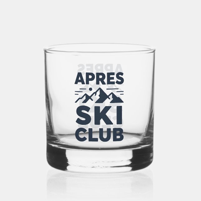 Apres Ski Club Mountain Logo - Custom Mens Winter  Whiskey Glass (Front)