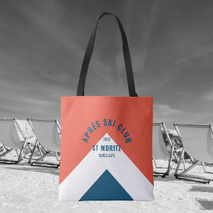 Après Ski Club Red Navy Vintage Style Winter Tote Bag
