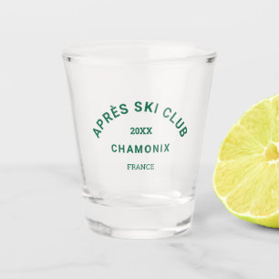 Après Ski Club Winter Green Ski Resort Crest Shot Glass