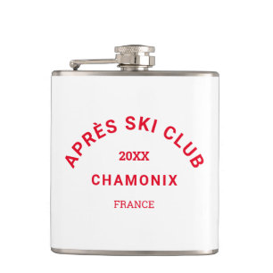 Après Ski Club Winter Red Ski Resort Crest Hip Flask