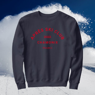 Après Ski Club Winter Red Ski Resort Crest Mens Sweatshirt