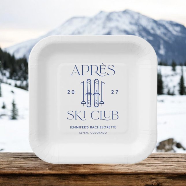 Apres Ski Club Winter Ski Bachelorette Party Favou Paper Plate (Creator Uploaded)